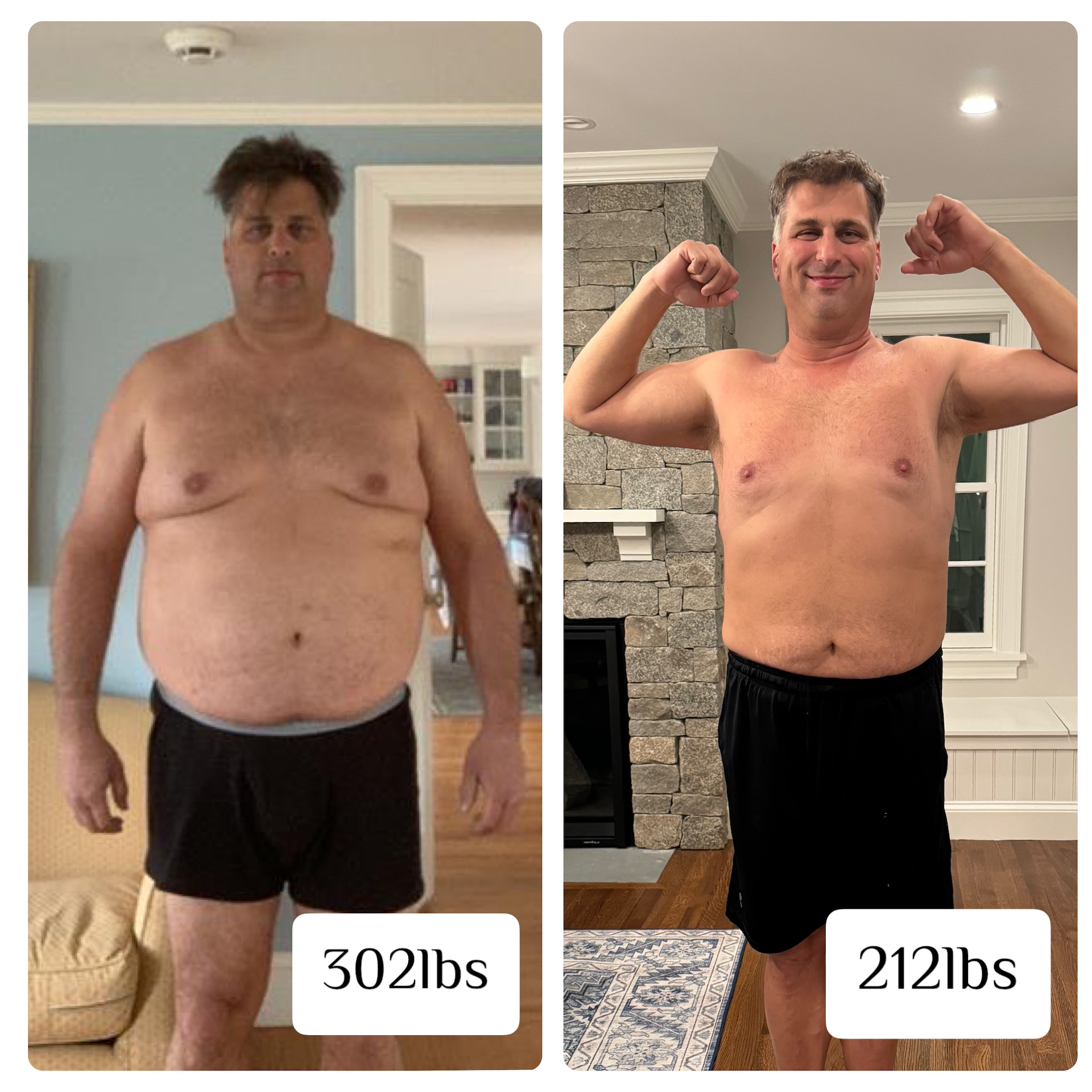 John 302 to 212 lbs